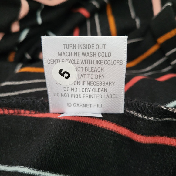 Garnet Hill Off-The-Shoulder Knit Maxi Dress MED Black Stripe Boho Rainbow NEW - Picture 12 of 16